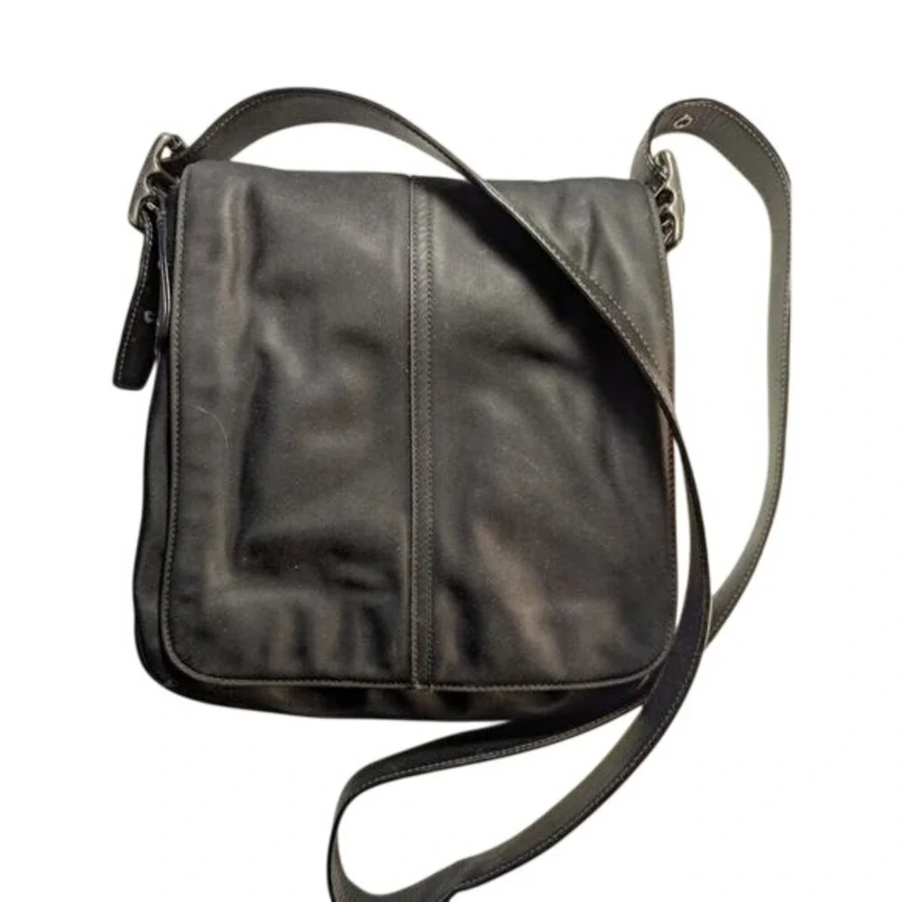 Coach Black Nylon Leather Messenger Crossbody Bag‎ J3K-6253